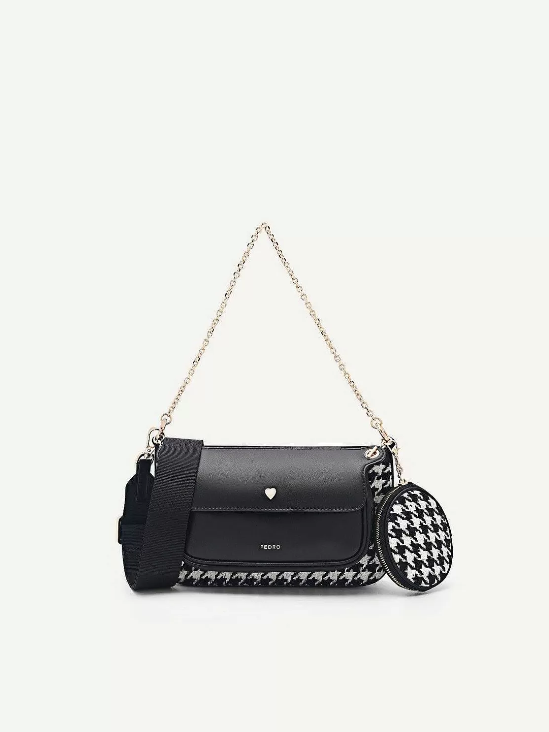 Dilone Houndstooth Double Flap Shoulder Bag<PEDRO Hot