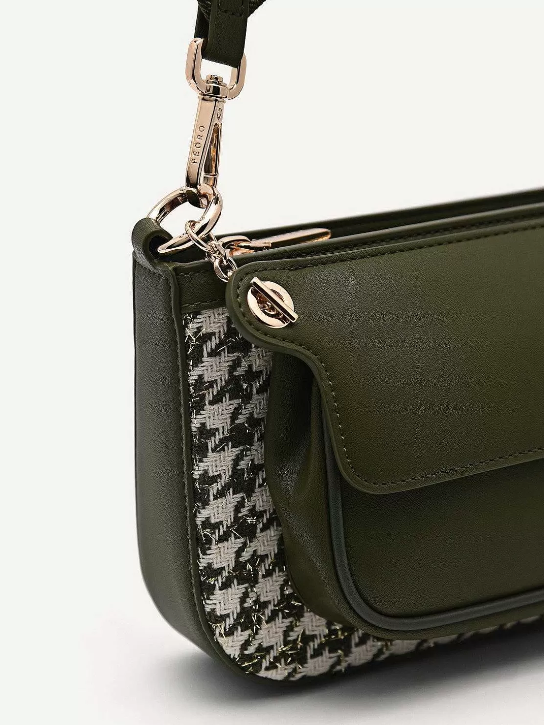 Dilone Houndstooth Double Flap Shoulder Bag<PEDRO Sale